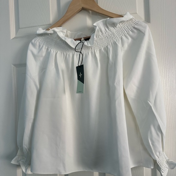 Tuckernuck White Off The Shoulder Marguerite Blouse $128 NWT Extra Small XS - Picture 7 of 10